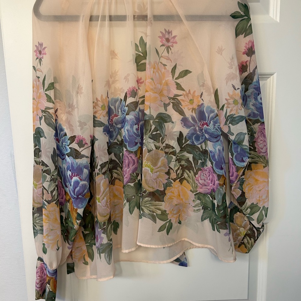 Floral Sheer Blouse with Multicolor Design